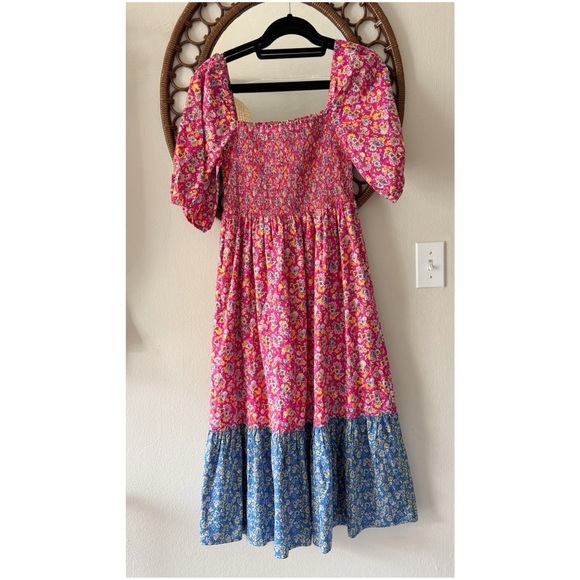 House of Harlow 1960 Revolve Midi Dress Smocked Tiered Puff Floral size M - Picture 1 of 9